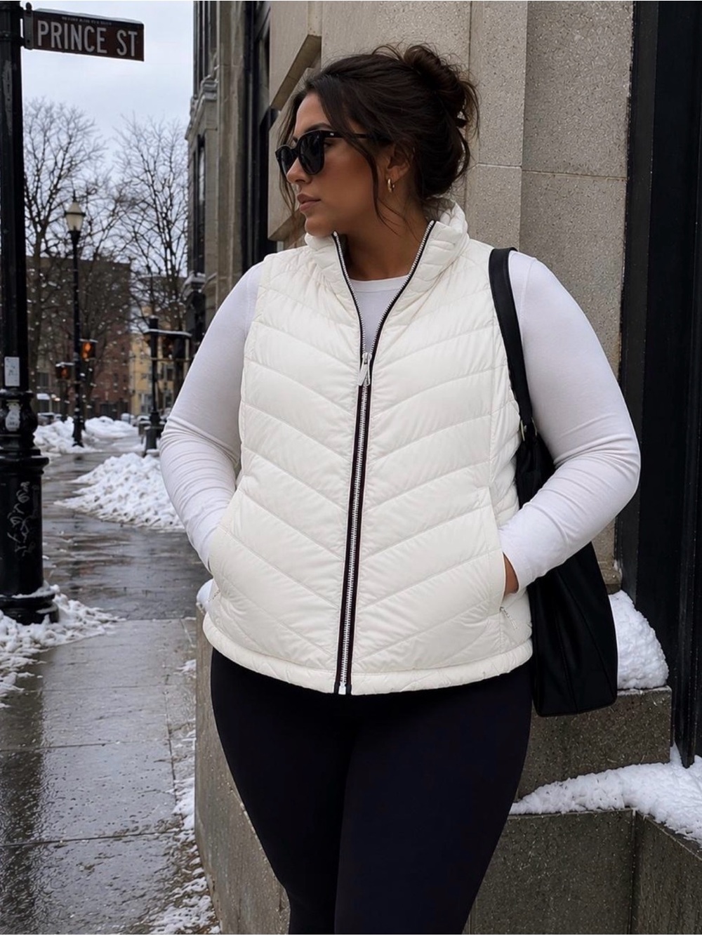 Tommy Hilfiger Quilted Puffer Vest Women’s XL White Full Zip Lightweight